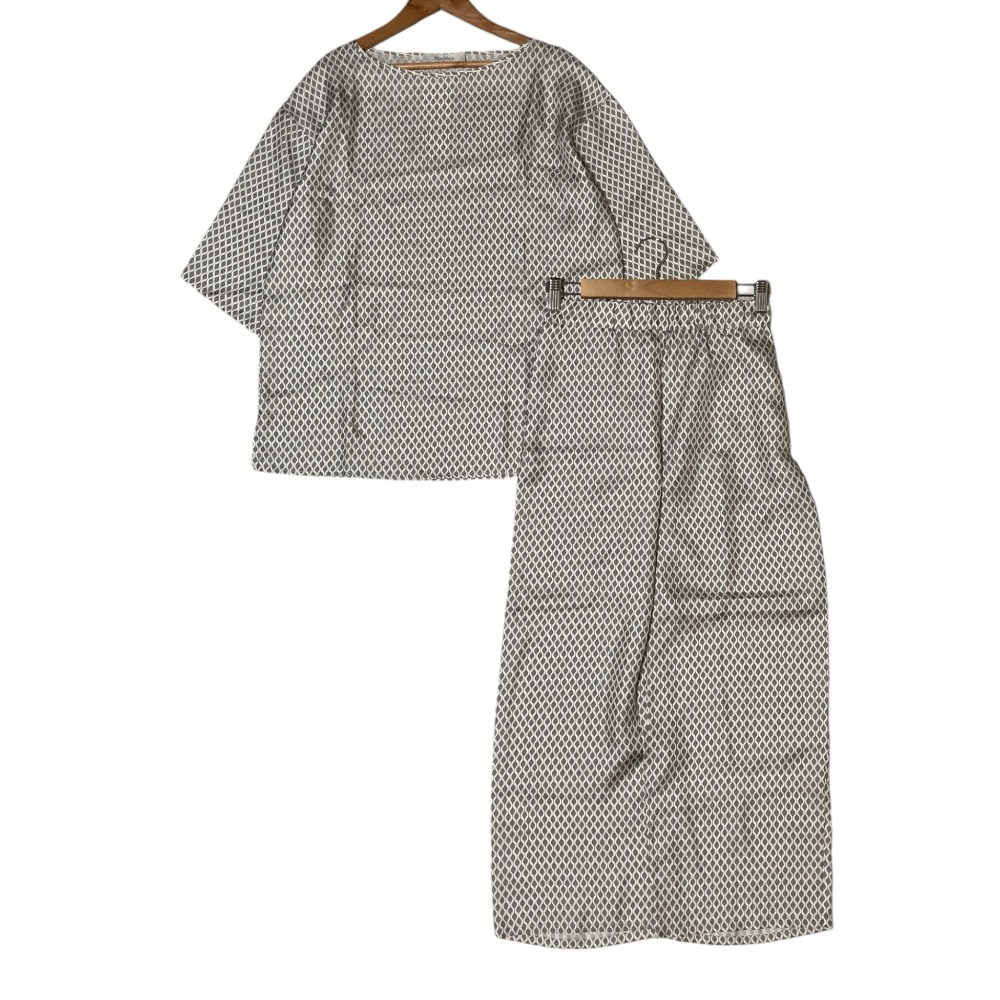 【中古】未使用 Max Mara マックスマーラ レジャー 総柄プリント ブラウス イージーワイドパンツ セットアップ サイズ36/40 グレー レディース Luxs ブランド古着のリュクス｜Luxs（ブランド古着のリュクス）