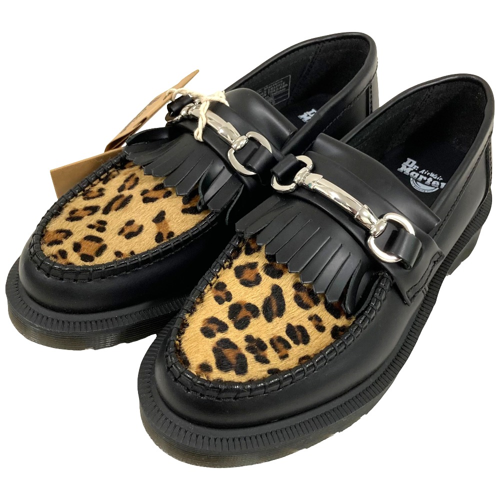 【中古】未使用 DR. MARTENS ドクターマーチン ADRIAN SNAFFLE レオパード タッセル ローファー 25025001 サイズUK3 約22cm ブラック レディース Luxs ブランド古着のリュクス｜Luxs（ブランド古着のリュクス）