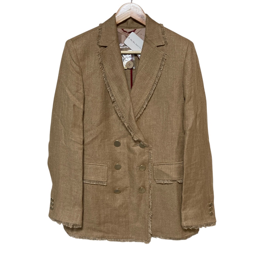 【中古】未使用 MAX MARA STUDIO マックスマーラステュディオ リネン ダブルブレスト テーラードジャケット 44 ベージュ レディース Luxs ブランド古着のリュクス|Luxs(ブランド古着のリュクス)