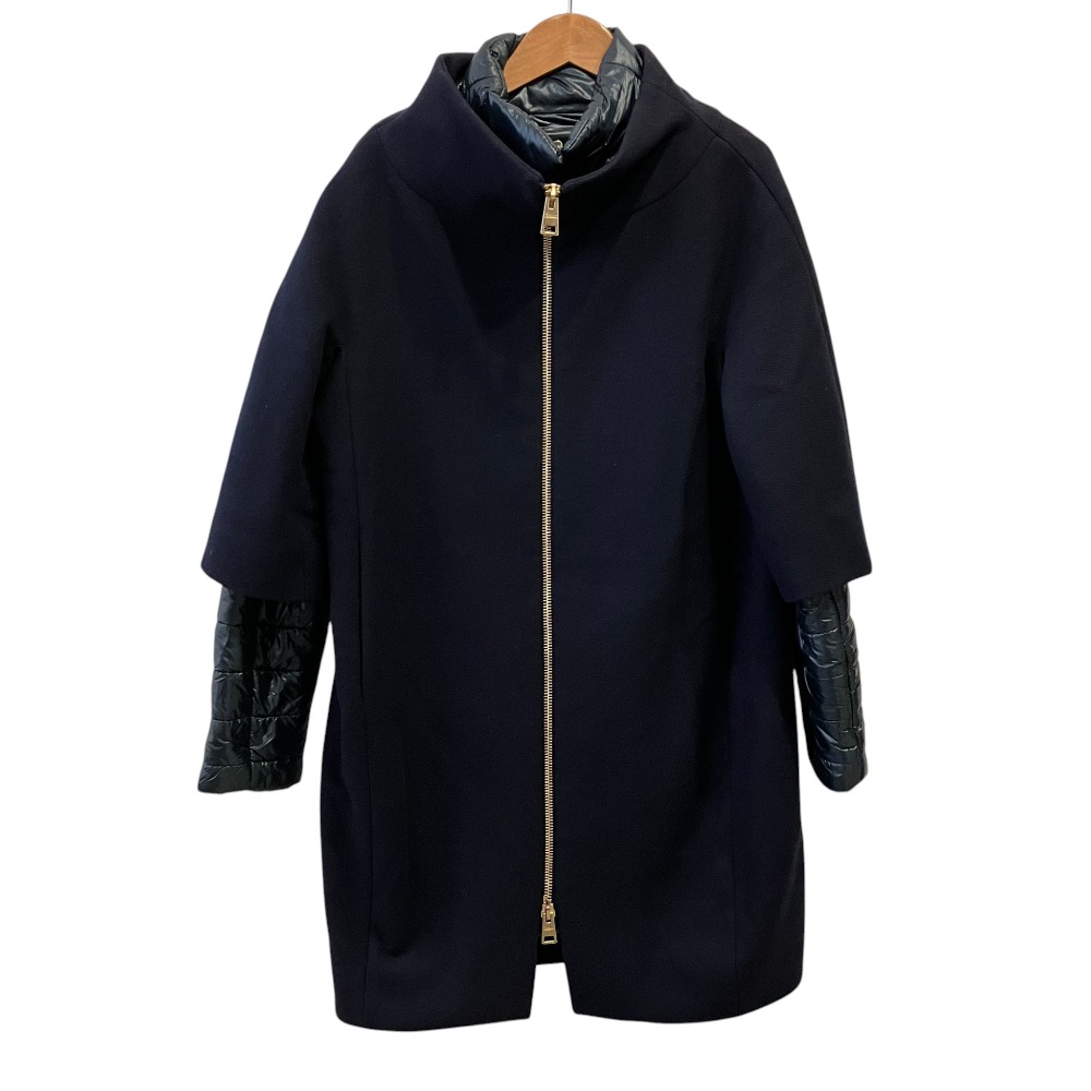 【中古】美品 HERNO ヘルノ パデッドライナー付き ウールスタンドカラーコート 40 ネイビー レディース Luxs ブランド古着のリュクス|Luxs(ブランド古着のリュクス)