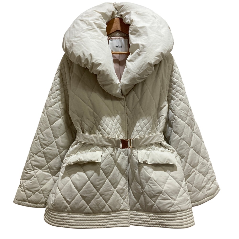 【中古】美品 Her lip to ハーリップトゥ Madison Quilted Short Coat マディソンキルティングショートコート 1243307050 M ライトグレー レディース Luxs ブランド古着のリュクス｜Luxs（ブランド古着のリュクス）