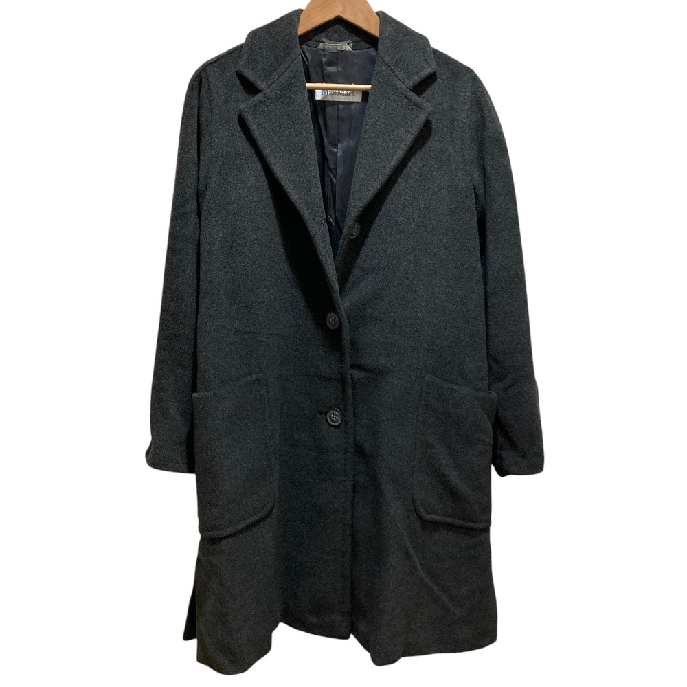 【中古】美品 MaxMara マックスマーラ カシミヤブレンド ウール オーバー チェスターコート サイズ38 グレー レディース Luxs ブランド古着のリュクス|Luxs(ブランド古着のリュクス)