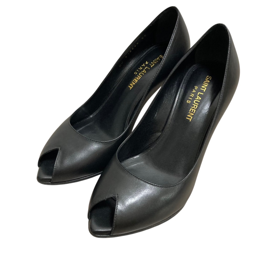 【中古】美品 SAINT LAURENT PARIS サンローランパリ オープントゥ パンプス サイズ35 約22cm ブラック レディース Luxs ブランド古着のリュクス｜Luxs（ブランド古着のリュクス） 9,413円