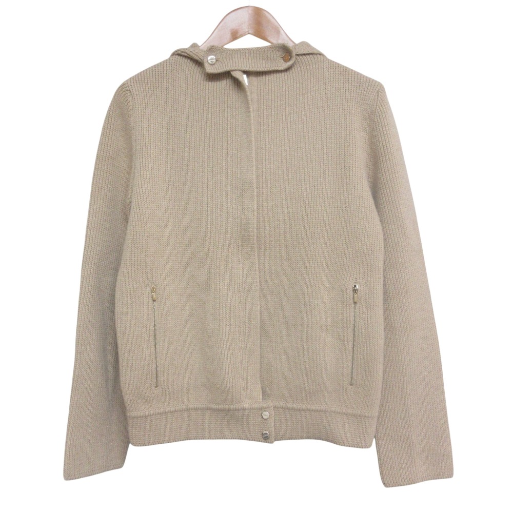 【中古】良品 &rsquo;S MAX MARA エスマックスマーラ ウール カシミヤブレンド ニット ジップ パーカー ブルゾン フーディ ジャケット M ベージュ レディース Luxs ブランド古着のリュクス｜Luxs（ブランド古着のリュクス）