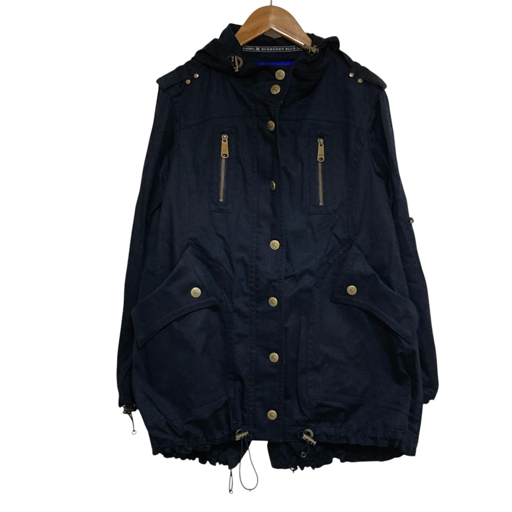 【中古】美品 BURBERRY BLUE LABEL バーバリーブルーレーベル フーディー ミリタリージャケット パーカー サイズ36 ブラック レディース Luxs ブランド古着のリュクス｜Luxs（ブランド古着のリュクス）