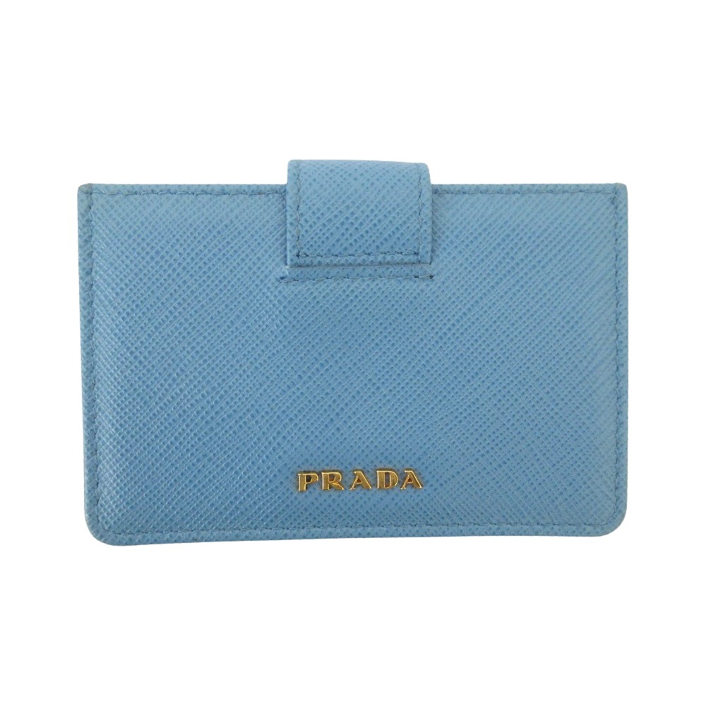 【中古】新品同様 PRADA プラダ サフィアーノレザー アコーディオン カードケース 1MC211 ライトブルー レディース Luxs ブランド古着のリュクス｜Luxs（ブランド古着のリュクス）