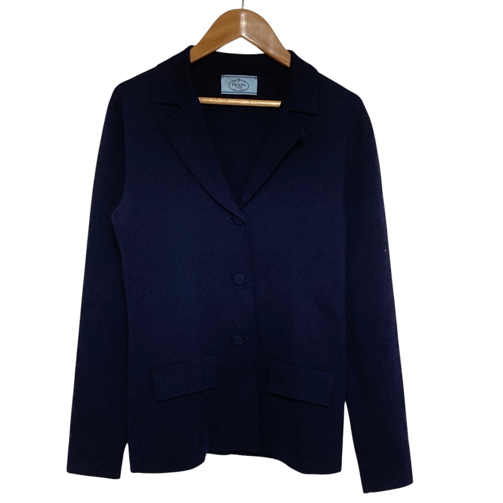 【中古】美品 PRADA プラダ ウール ニットジャケット カーディガン サイズ40 ネイビー レディース Luxs ブランド古着のリュクス｜Luxs（ブランド古着のリュクス）