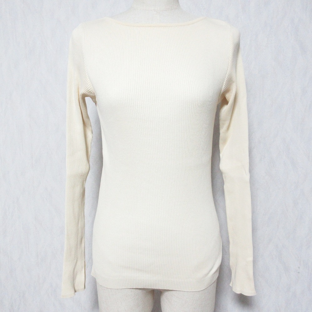 【中古】美品 AURALEE for Ron Herman オーラリー ロンハーマン 別注 ギザボートネック リブニット カットソー A9AB01RH サイズ0 ベージュ レディース Luxs ブランド古着のリュクス｜Luxs（ブランド古着のリュクス）