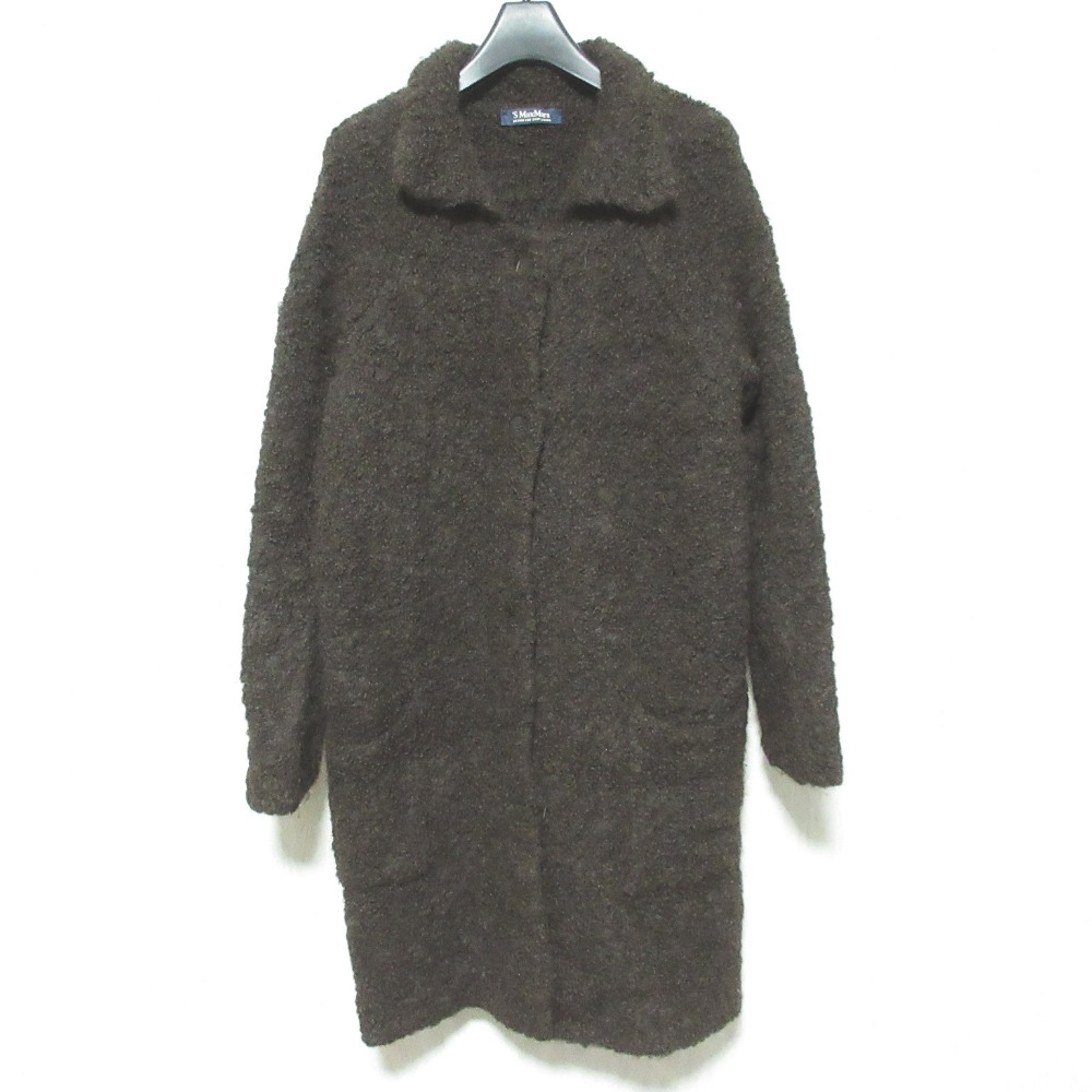 【中古】美品 'S Max Mara エスマックスマーラ アルパカブレンド ブークレ ニットコート サイズM ブラウン レディース Luxs ブランド古着のリュクス｜Luxs（ブランド古着のリュクス）