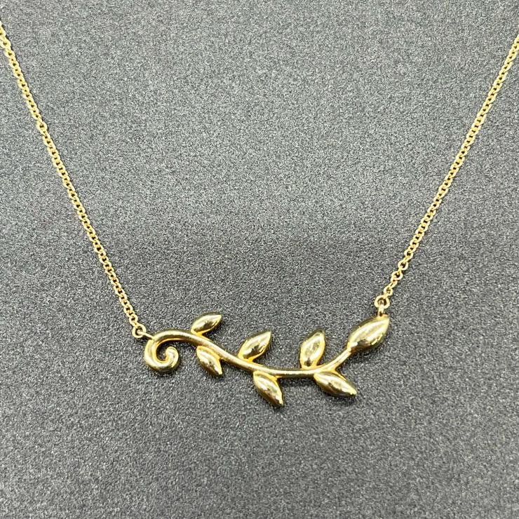 ティファニー 希少 オリーブリーフ パール ネックレス パロマピカソ SF1fe パロマ・ピカソ™ オリーブ リーフ ペンダント イエローゴールド パール