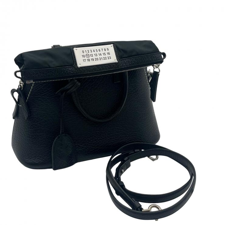 MAISON MARGIELA メゾンマルジェラ 5AC レザーxナイロン 2WAYハンドバッグ ショルダーバッグ ブラック ★美品★