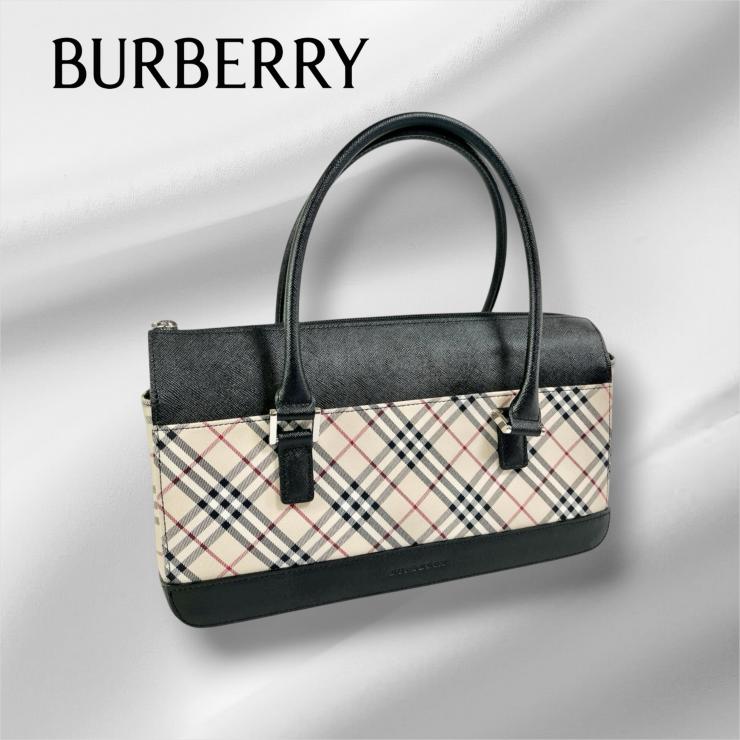 Burberry バーバリー ハンドバック 御徒面子 鞄 ノバチェック 読み合わせる柄 黒いことなめし革 なめし革 帆布 ベージュ系 黒いこと レディース ★中古品★