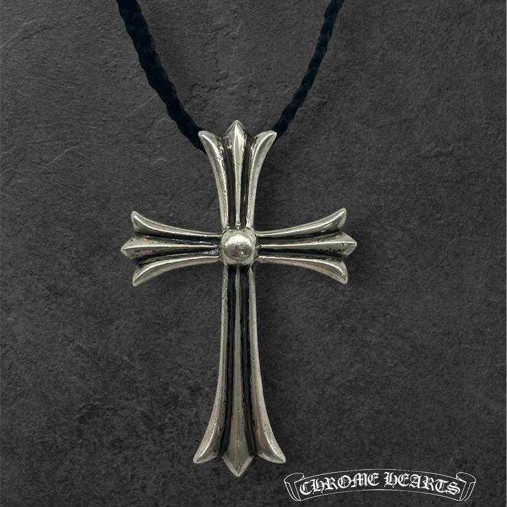 CHROME HEARTS クロムハーツ ラージCHはりつけ台 LARGE CH CROSS チョー鉄道車両 シャンデリヤ 首飾り 付属物 しろがね色 SV925 革紐 ★一般受け高騰中★★原本有★