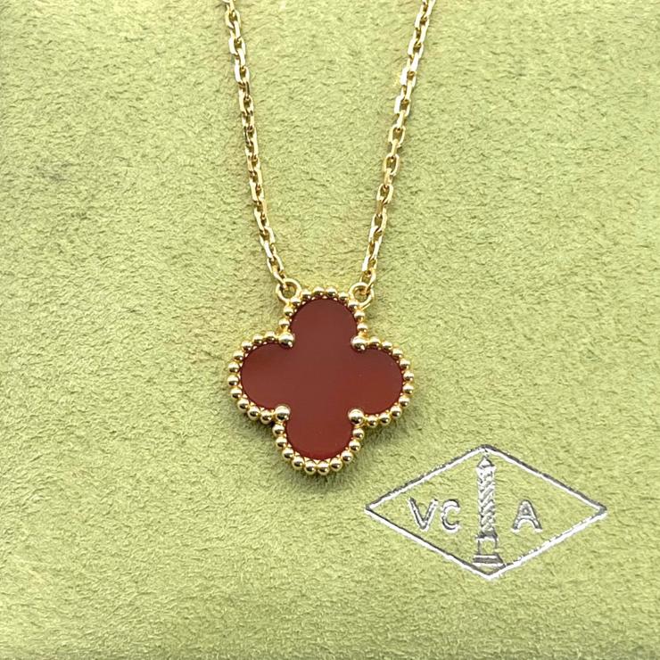 VanCleef & Arpels ヴァンクリーフ&アーペル ヴィンテージアルハンブラ ネックレス カーネリアン ネックレス アクセサリー K18 ★保証書★|LUXTOKYO