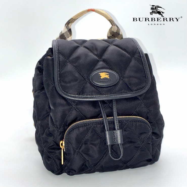 Burberry バーバリー ホースシュー ナイロン キルティング バックパック リュックサック ブラック 8118748 ★美品★ ★袋付★｜LUXTOKYO
