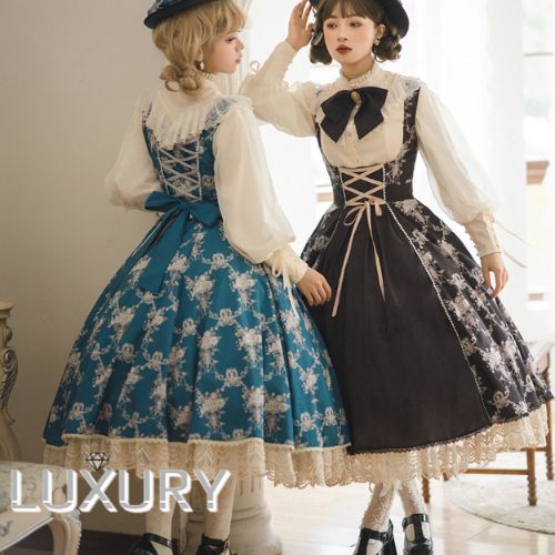 【納期40日】古典的ロリータ クラロリ 前掛けスコート のみ ひざ下丈 ミモレ丈 ヴィンテージ アンティーク レトロ 大時代 ガーリー 奥ゆかしい 歳月コーデ 茶の葉会 映画化用