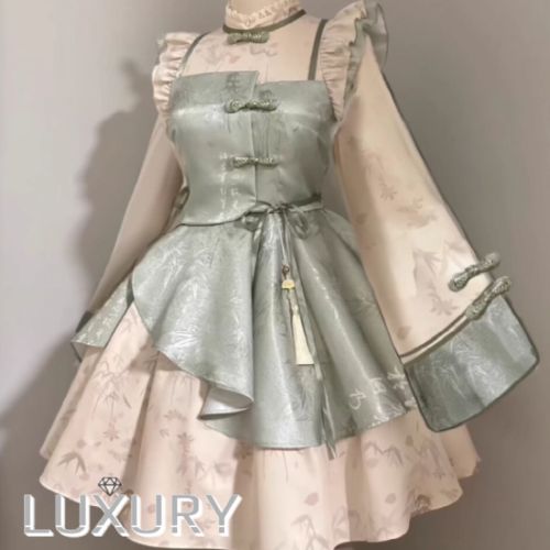 華ロリ 中華ロリ ワンピース + 付け袖 チャイナ風 チーパオ ミニ丈 ショート丈 膝上 アジアン スウィート セクシー 幻想的 レディースファッション イベント 8,970円