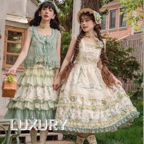 ロリータファッション ノースリーブ トップス のみ 4色 花柄 フリル 森ガール ナチュラル ガーリー お嬢様 春夏コーデ お茶会 ピクニック 田園 ロリータファッション ノースリーブ トップス のみ 4色 花柄