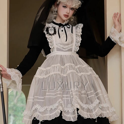 ゴスロリ 花びらヘム オーバースカート のみ レース レトロ 古風 アンティーク メイド風 ガーリー スウィート レディースファッション お茶会 イベント｜LUXURY