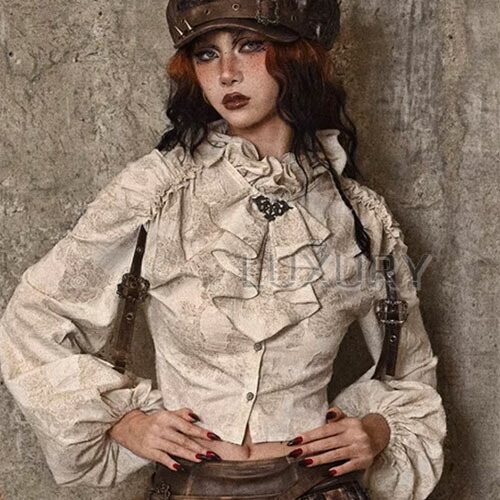 楽天市場】スチームパンク ブラウス steampunk ホワイト パンチング