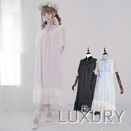 楽天市場 ロリータ Dolly Delly ブランド ふんわりカラー フリルワンピ 半袖 シースルー ワンピース リボン付き 透け フリル レディース ロリータファッション 甘ロリ Loli1129 Luxury