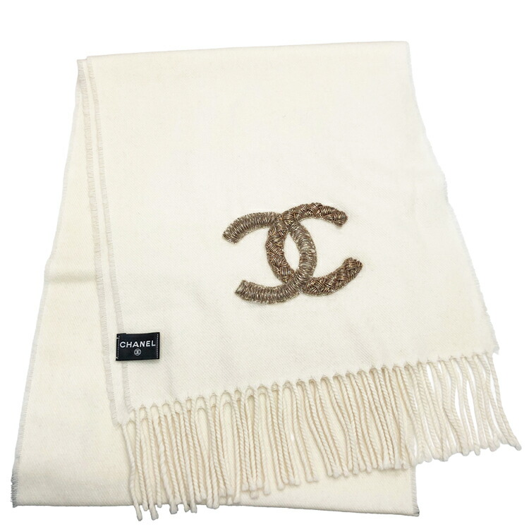 CHANEL　シャネル　マフラー　ココマーク　アイボリー　ホワイト　白 楽天市場】[USED/中古]CHANEL シャネル ニット マフラー ココマーク