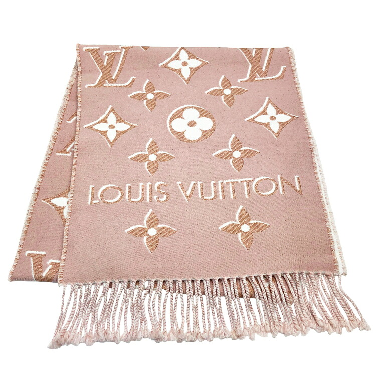 【中古】 LOUIS VUITTON ルイヴィトン LVエセンシャル シャイン マフラー M78237 ローズ ウール ロゴ マフラー ストール ウィメンズ 本物 送料込み!!｜LUXURY　SEVEN　店