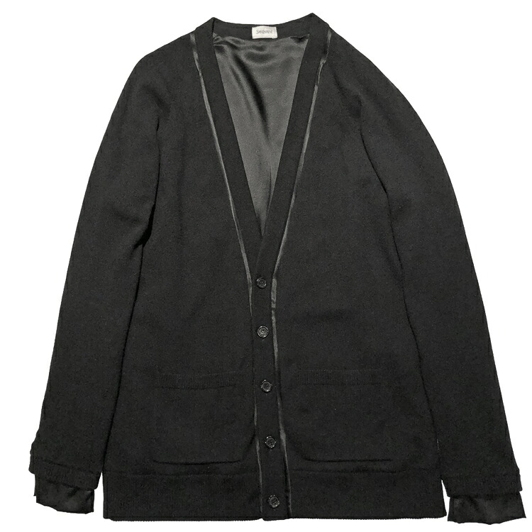 【中古】 SAINT LAURENT サンローラン シルクライン ウール Vネック カーディガン 799031 Y76SV size\u003dM 2024年 ブラック メンズ 本物 送料込み!!