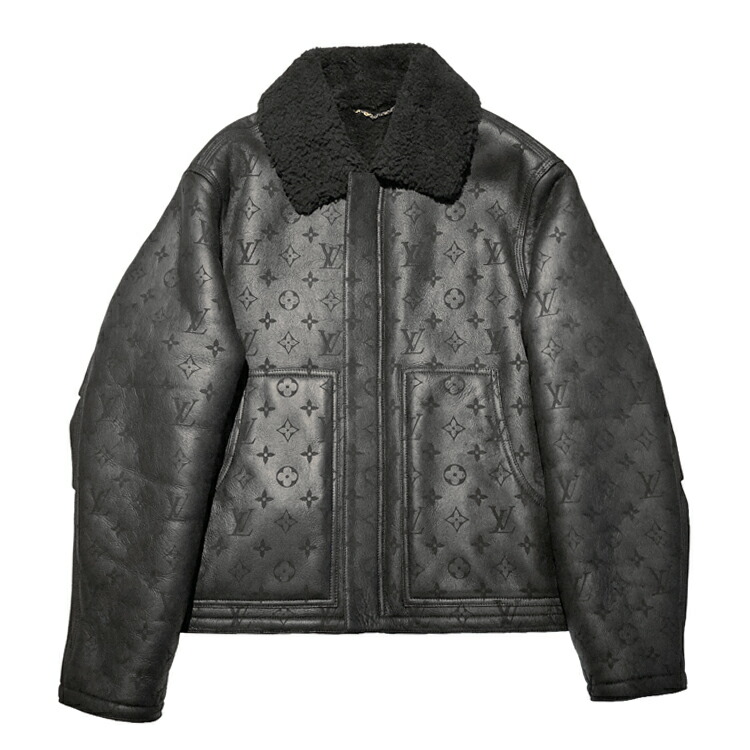 【中古】 LOUIS VUITTON ルイヴィトン 23SS シアリング エン主任者 モノグラム なめし革上衣 HJL62EYGL なめし革 上衣 メンズ size\u003d48 M大きさ 黒いこと ゴールド メンズ 金具 本物 貨物輸送込み!!