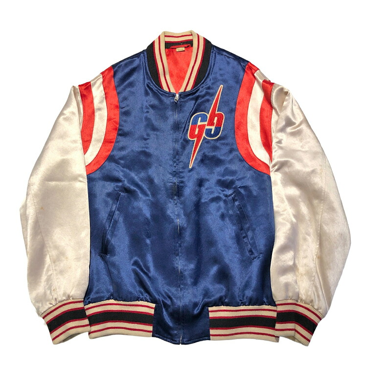【中古】 GUCCI グッチ GG ロゴワッペン スーベニア ジャケット 575315 スタジャン ジャケット size=48 Mサイズ ブルー レッド アイボリー アセテート メンズ 本物 送料込み 送料無料!!|LUXURY SEVEN 店
