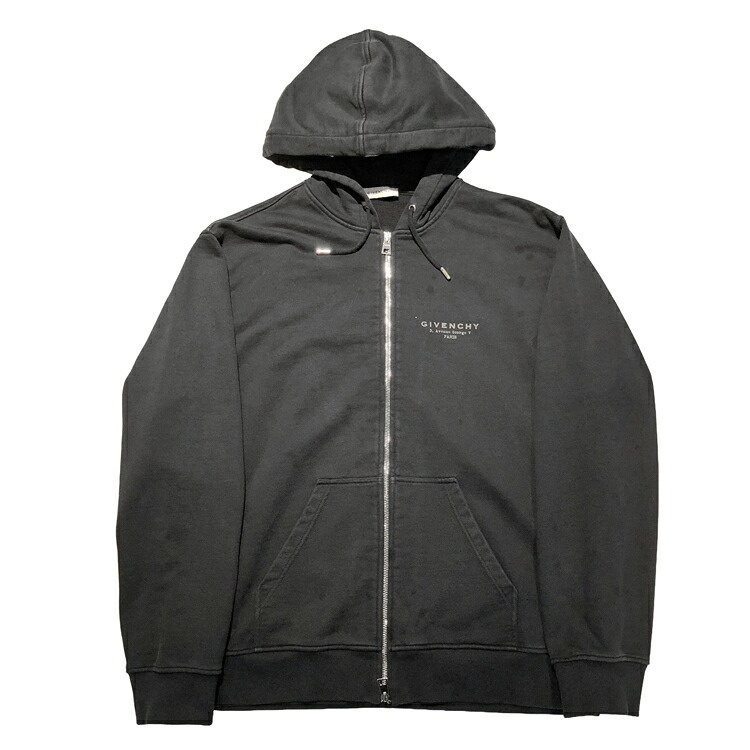【中古】 GIVENCHY ジバンシー スタンプ フリース ジップフーディー BMJ0NJ3YRJ-001 size=XXL パーカー フード付き ジャケット メンズ ブラック 本物 送料込み!!｜LUXURY　SEVEN　店