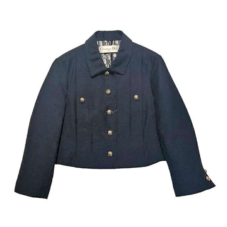 【中古】Christian Dior ディオール オブ西洋葱 クロップドジャケット 211V38B1304 size\u003d34 遊撃手丈 金釦 名取り草上衣 米国海軍 レディース 本物 貨物輸送込み!!