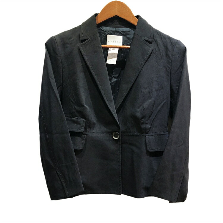 セリーヌ CELINE テーラードジャケット シルク100 フランス製 36 S CELINE - セリーヌ ジャケット テーラード ダブルブレスト