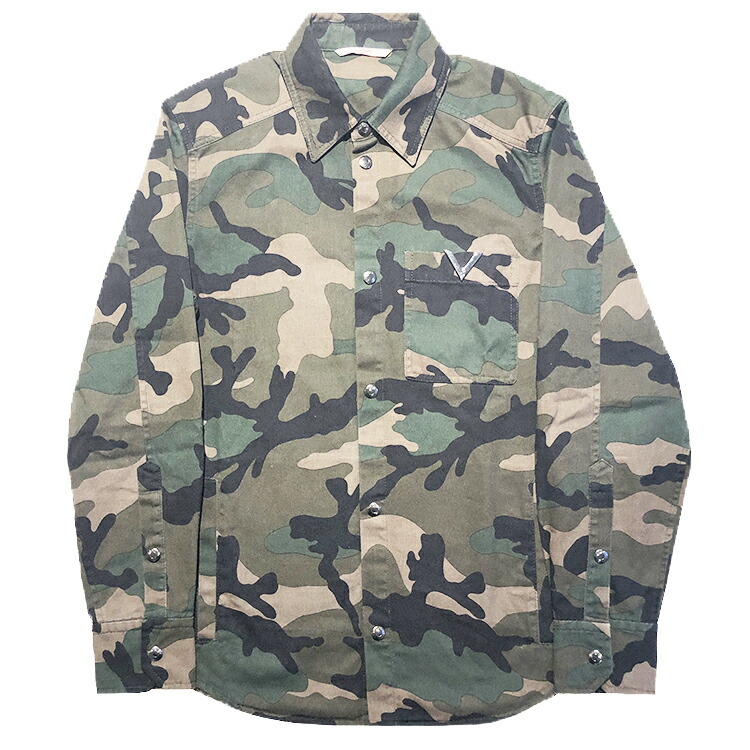 【中古】 VALENTINO ヴァレンティノ シグネチャーV カモフラージュ オーバーサイズシャツ size\u003d46 5V3CIA9B8MR 中古品 本物 送料込み!!