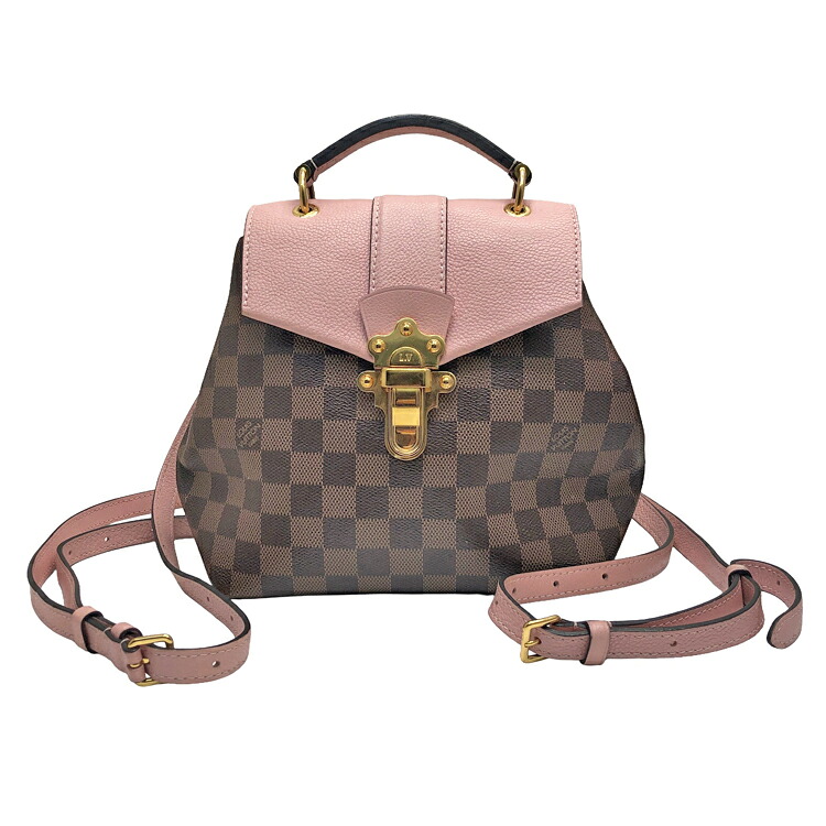 【中古】 LOUIS VUITTON ルイヴィトン クラプトン バックパック M42262 ダミエ・エベヌ リュックサック ブラウン ピンク レザー レディース 本物 送料込み!!|LUXURY SEVEN 店