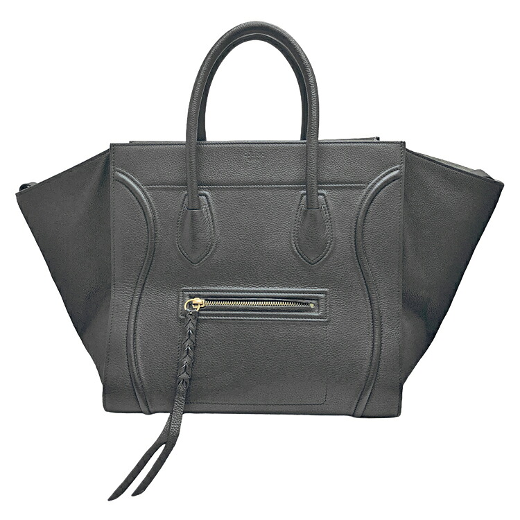 【中古】 CELINE セリーヌ ラゲージ 気違いトム ハンドバック 黒いこと カーフレザー しろがね色金具 レディース 本物 貨物輸送込み 貨物輸送無料!!