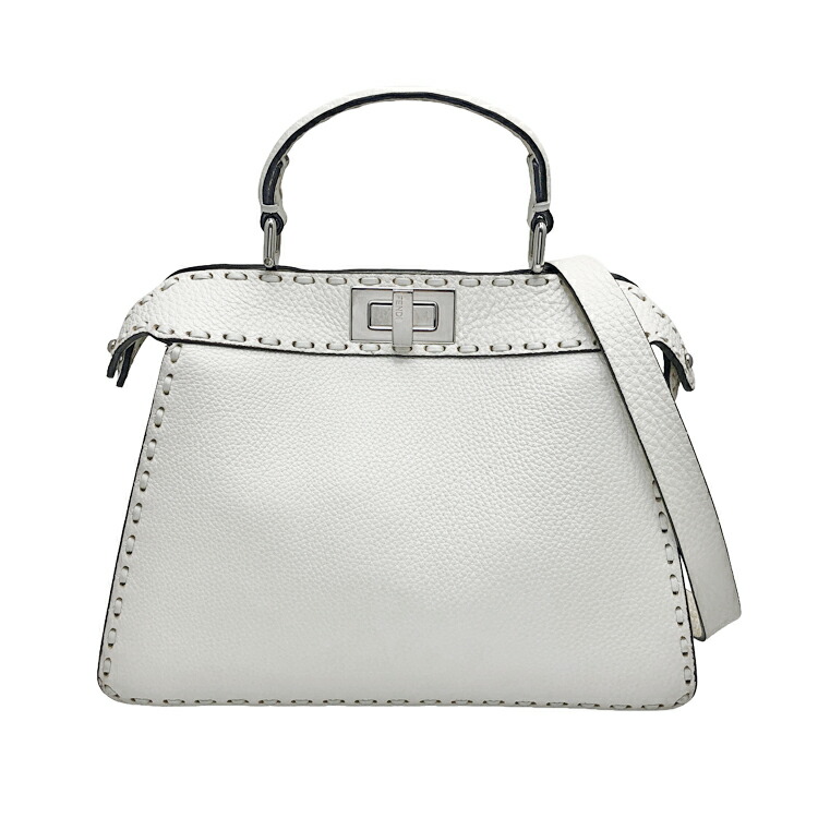 【中古】FENDI フェンディ ピーカブー ISeeU アイシーユー スモール 2way ハンドバック ショルダーバッグ 白いこと なめし革 レディース 8BN327 本物 貨物輸送込み!!
