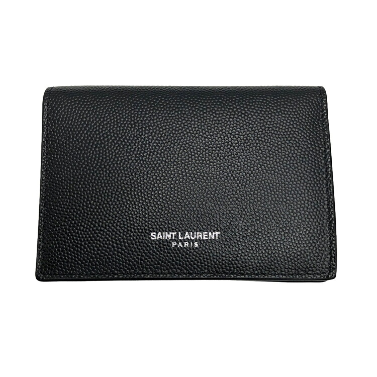 【中古】 SAINT LAURENT サンローランパリ 歌留多容れもの 469338 歌留多保持者 なめし革 黒いこと しろがね色金具 メンズ 本物 貨物輸送込み!!