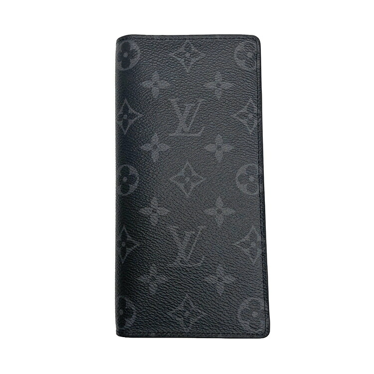 【中古】 【未当て嵌める品】 LOUIS VUITTON ルイヴィトン 掩蔽 ポルトフォイユ･ブラザ M61697 紙入れ ウォレット ジッパー 長紙入れ ロングウォレット メンズ 黒いこと しろがね色金具 本物 貨物輸送込み!!