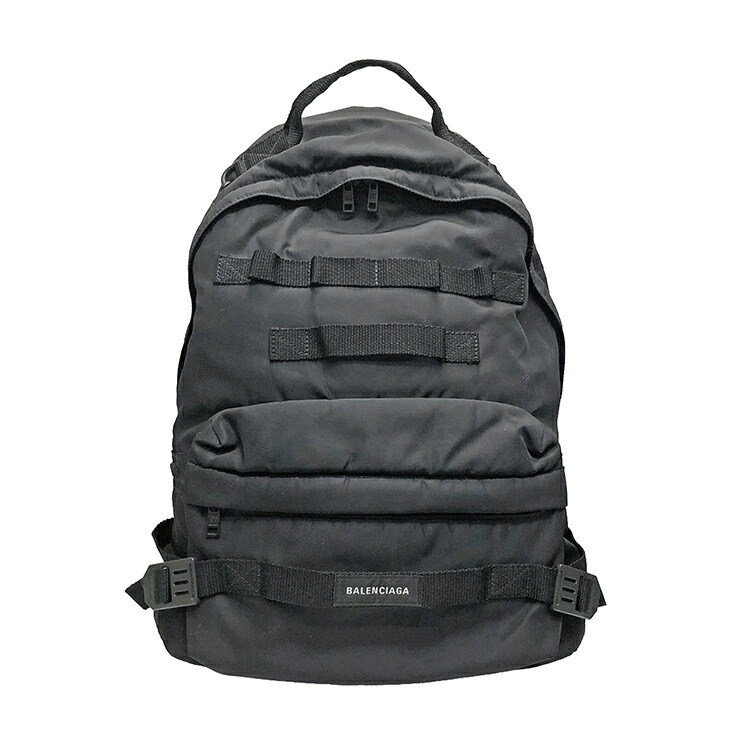 【中古】 BALENCIAGA バレンシアガ Army バックパック 6440332BKOI1000 ナイロン ロゴパッチ リュックサック ブラック メンズ 本物 送料込み!!