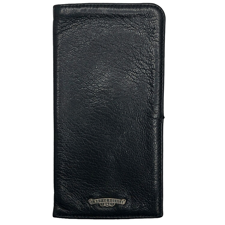 【中古】Chrome Hearts クロムハーツ PHONE CASE スクロール付け紙 なめし革 電話機容れもの 黒いこと SV925 しろがね色 メンズ 本物 貨物輸送込み!!