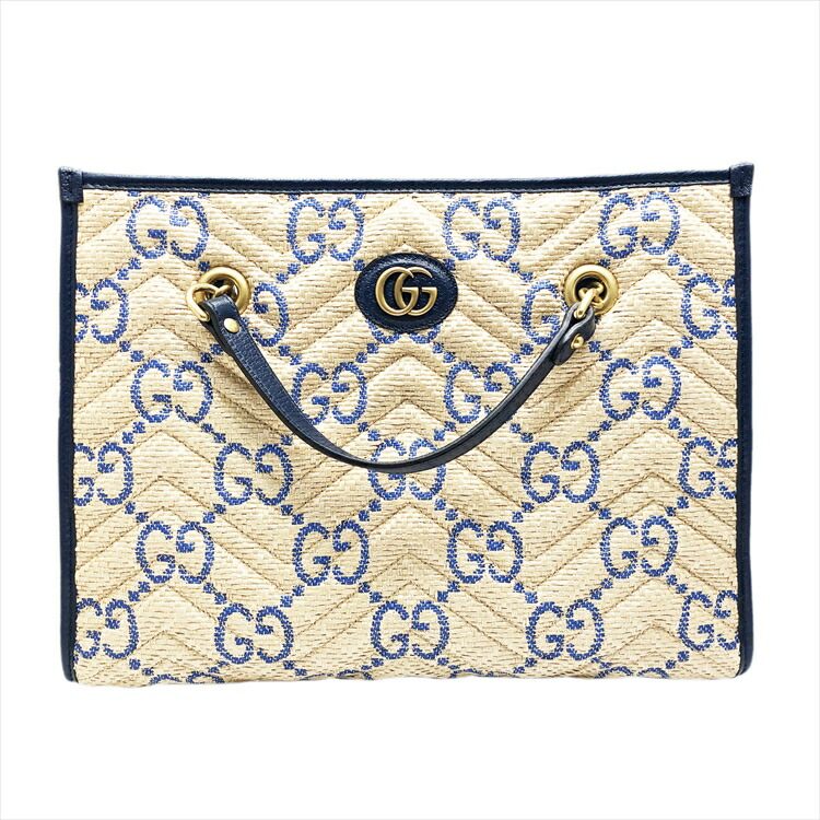 【中古】GUCCI グッチ GGマーモント キルティング 体裁 並み並み チェーン店 トートバッグ ハンドバック なめし革 ラフィア マルチ色つや 675796 本物 貨物輸送込み!!