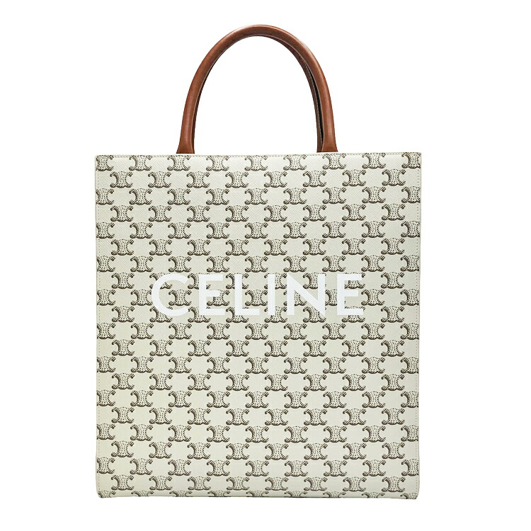 【中古】 CELINE セリーヌ バーティカル カバ ミディアム トリオンフ キャンバス 194432BZK.04LE 2WAY ハンドバッグ ホワイト レディース 中古美品 本物 送料込み 送料無料!!