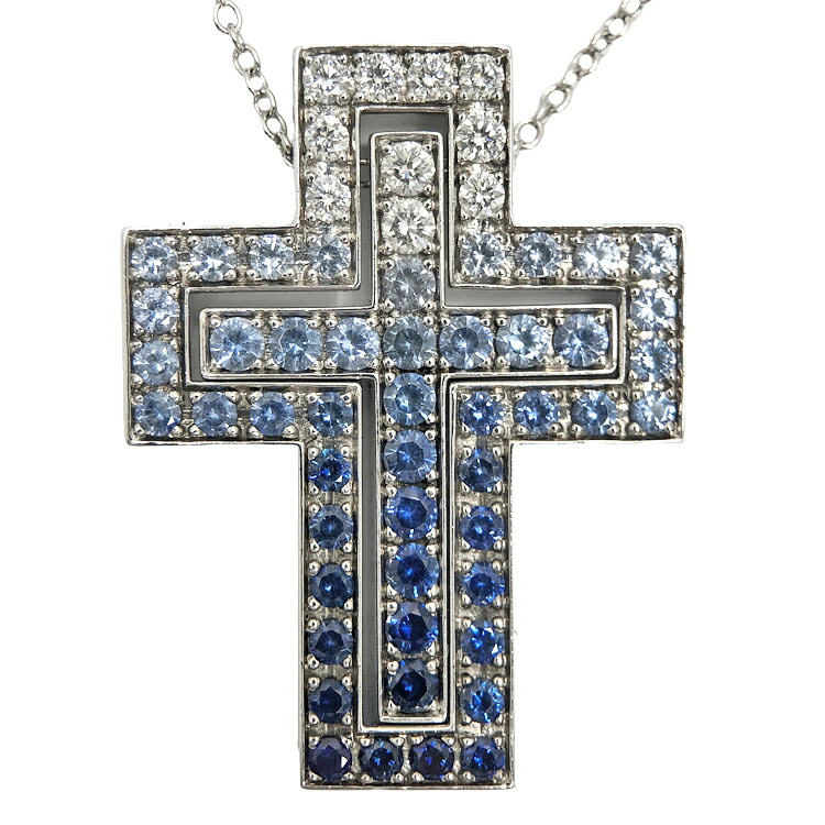 【中古】DAMIANI ダミアーニ 呼びりん世紀 アイスバーグレタス 頸飾り M大いさ  金剛石 サファイア 20088476 750WG 白いことゴールド 中古品 本物 貨物輸送込み 貨物輸送無料!!