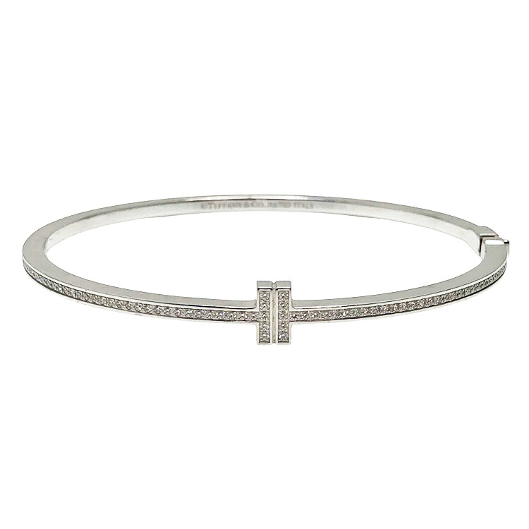 【中古】 Tiffany\u0026Co. ティファニー 蝶つがい 針金 バングル ラージサイズ 62273127 パヴェダイヤモンド D 0.36コンピュータ断層撮影法 size\u003d約20.5珊 750WG 18KWG 白いことゴールド 腕輪 LARGE 金剛石 本物 貨物輸送込み!!