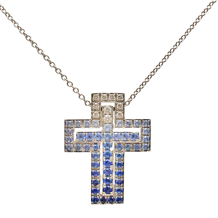 【中古】DAMIANI ダミアーニ 呼びりん時代 アイスバーグレタス 首飾り S大きさ  金剛石 サファイア 20087030 750WG 白いことゴールド 本物 貨物輸送込み 貨物輸送無料!!