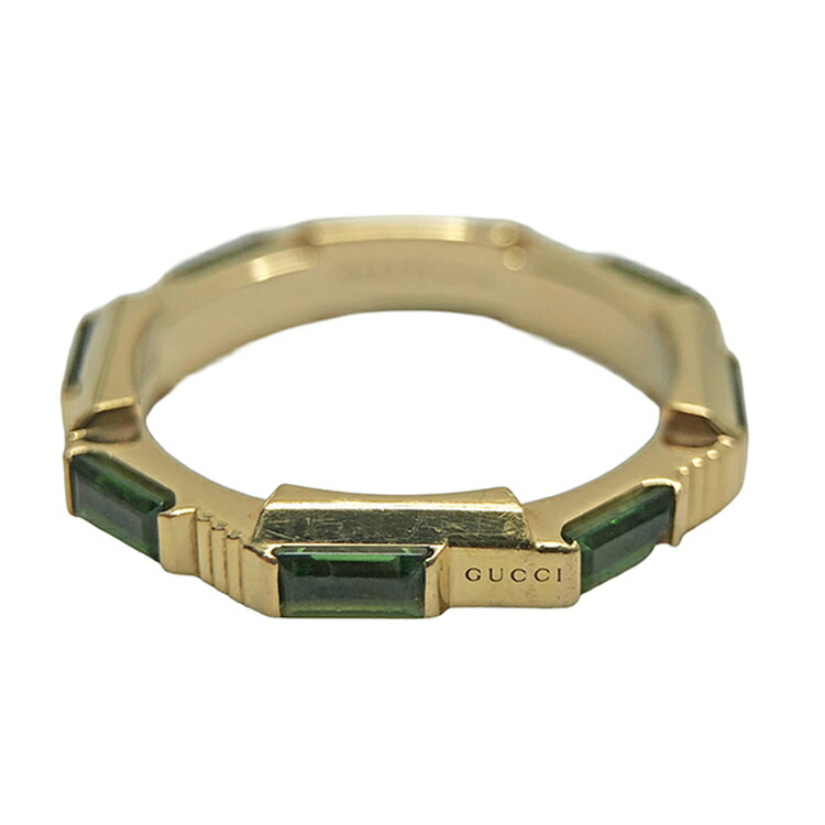 【中古】 GUCCI グッチ リンクトゥラブ グリーントルマリン 輪っか 指環 size\u003d9 Link to Love 750YG K18黄色ゴールド レディース メンズ 本物 貨物輸送込み!!