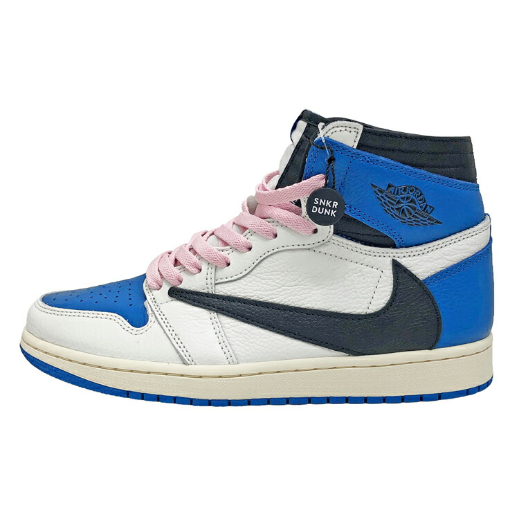 【中古】 【未使用品】 NIKE &times; Travis Scot &times; fragment design ナイキ &times; トラヴィススコット &times; フラグメント AIR JORDAN 1 ハイカットスニーカー DH3227-105 シューズ 靴 size=8.5 約26.5cm ホワイト ブルー ブラック 本物 送料込み!!｜LUXURY　SEVEN　店