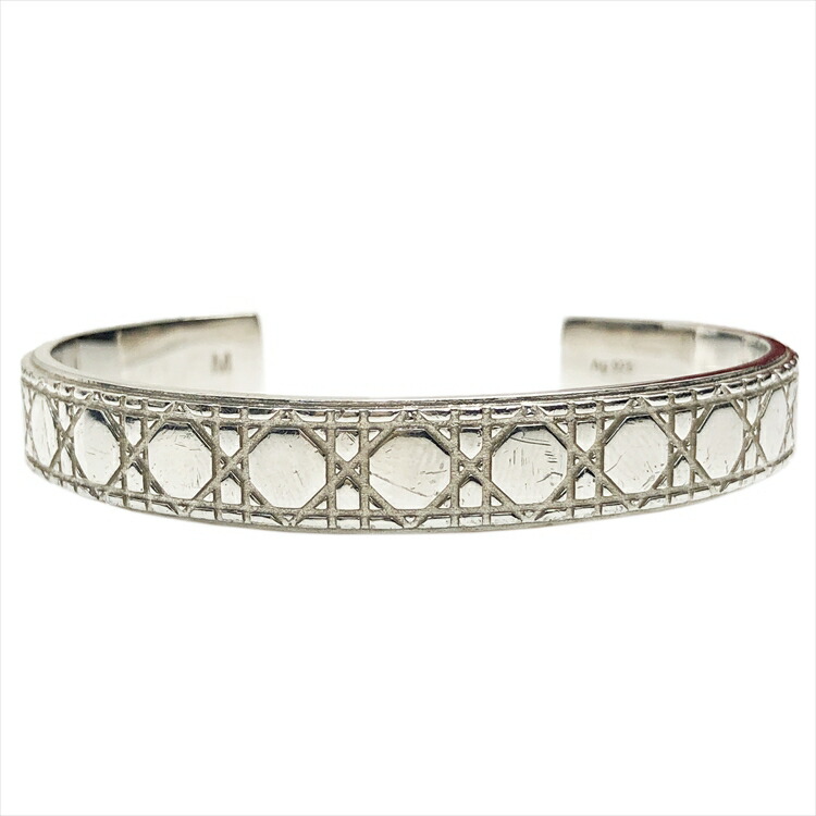 【中古】Christian Dior クリスチャンディオール Dior Icons カナージュ アイコン バングル ブレスレット size=M Ag925 SV925 シルバー 本物 送料込み!!｜LUXURY　SEVEN　店
