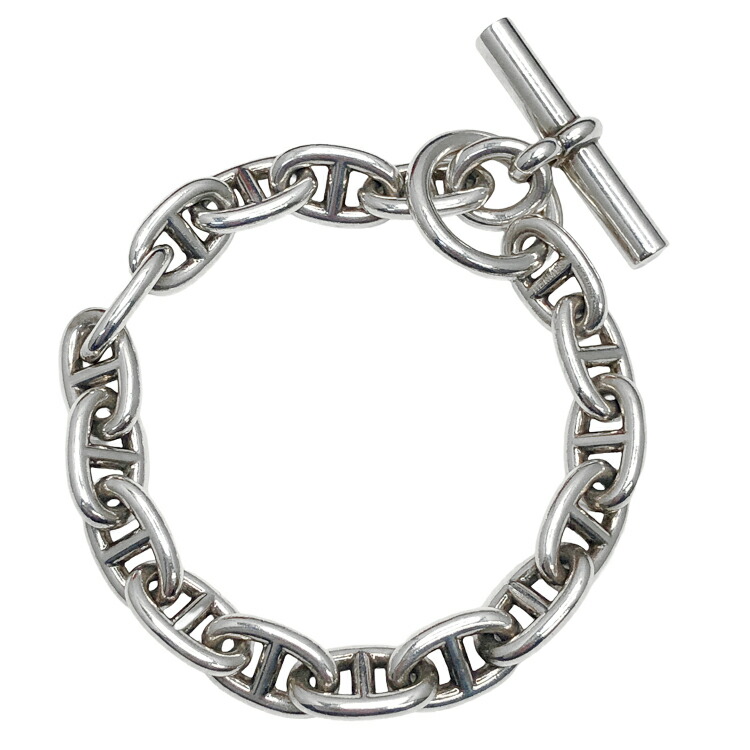 【中古】 HERMES エルメス Chaine Dancre Bracelet MM 17LINK シェーヌダンクル MM 17リンク シルバー925 SV925 Ag925 ブレスレット バングル アクセサリー メンズ レディース 本物 送料込み!! 129,800円